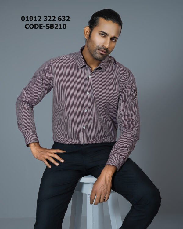Men’s 100% Cotton Slim Fit Business Shirt micro check (SB210)