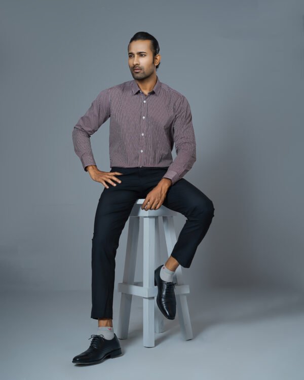Men’s 100% Cotton Slim Fit Business Shirt micro check (SB210) - Image 4