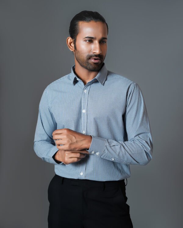 Men’s 100% Cotton Slim Fit MICRO CHECK Business Shirt SB215 - Image 4